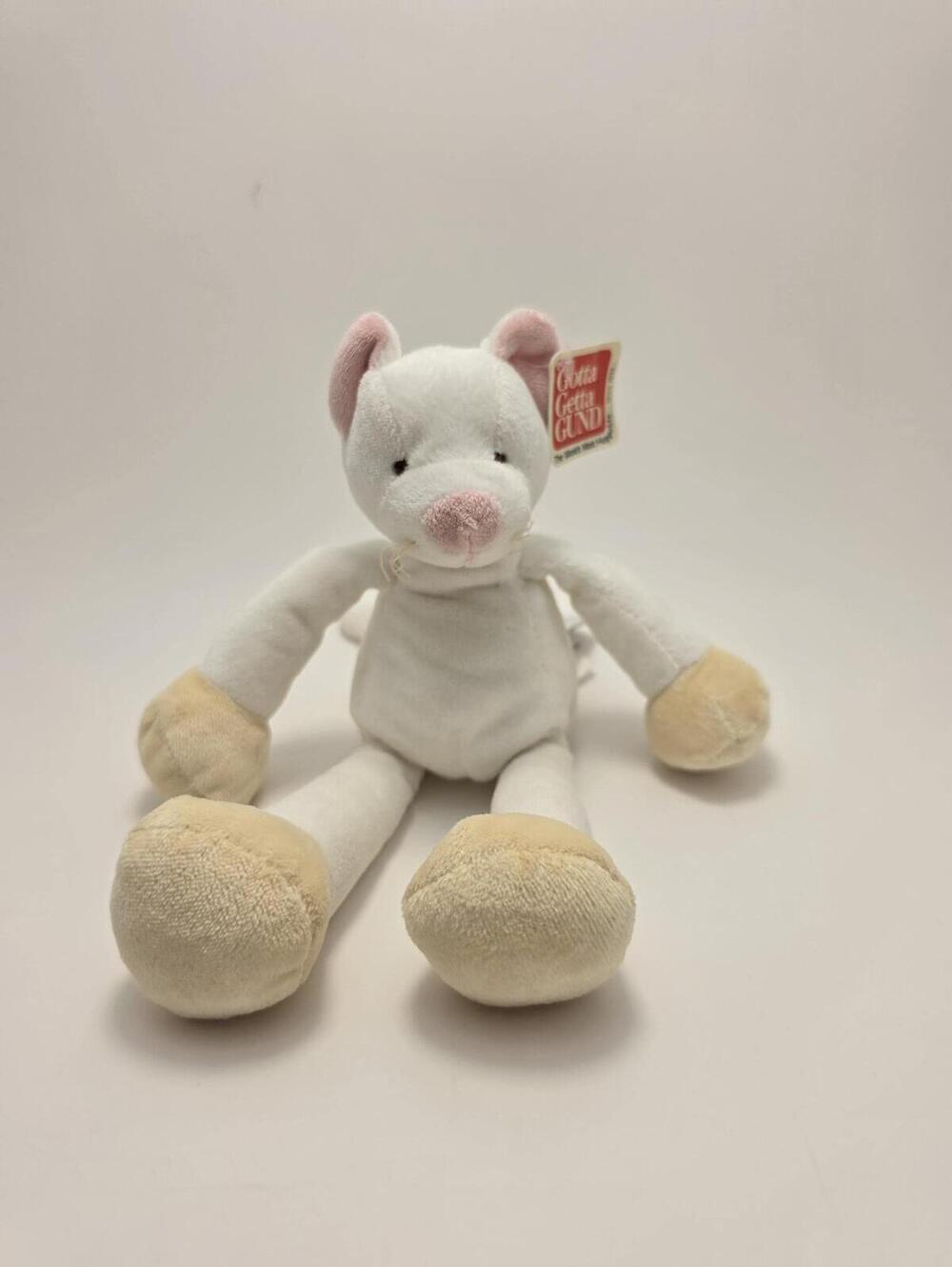 Gund Flopadoodles "Kaden" the White Cat Plush New with Tags, Vintage! (9 inch)